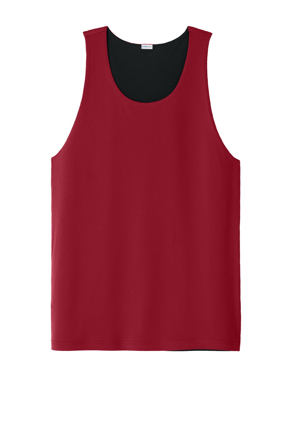 Sport-Tek ST551 Mens Moisture Wicking Competitor Rev Tank Top Deep Red/Black Flat Front