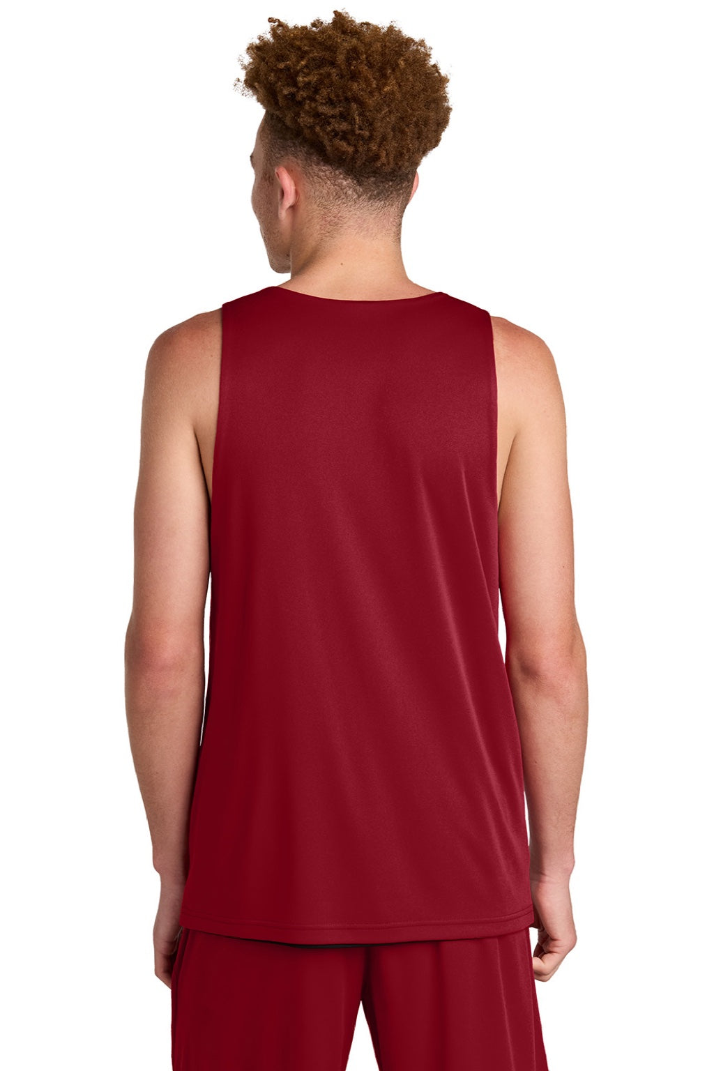 Sport-Tek ST551 Mens Moisture Wicking Competitor Rev Tank Top Deep Red/Black Model Back