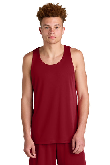 Sport-Tek ST551 Mens Moisture Wicking Competitor Rev Tank Top Deep Red/Black Model Front
