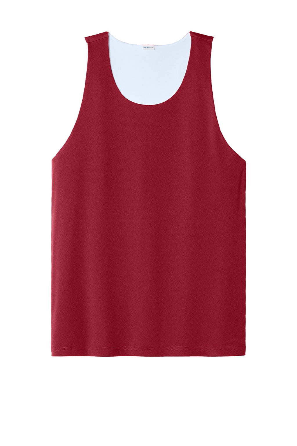 Sport-Tek ST551 Mens Moisture Wicking Competitor Rev Tank Top Deep Red/White Flat Front