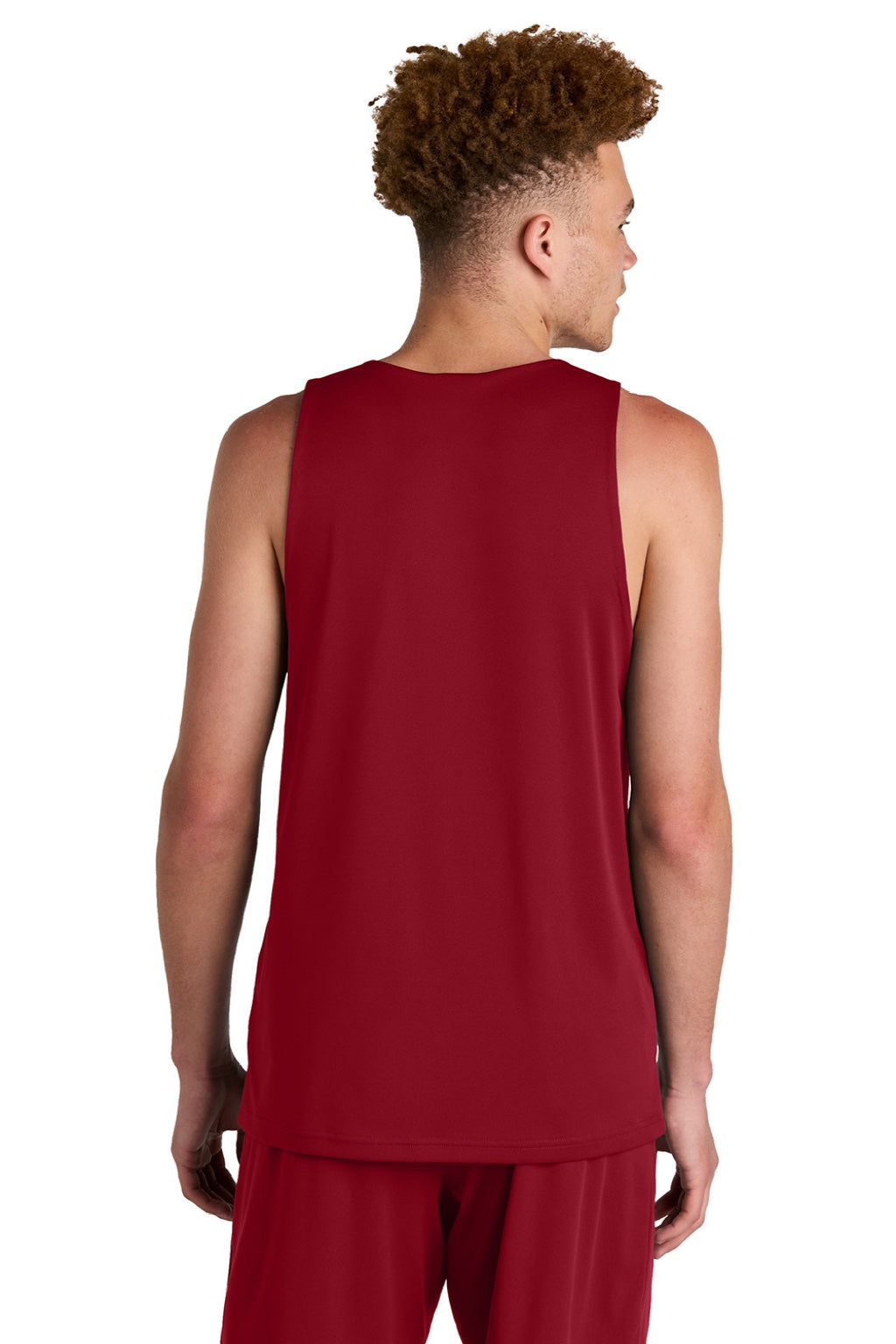 Sport-Tek ST551 Mens Moisture Wicking Competitor Rev Tank Top Deep Red/White Model Back