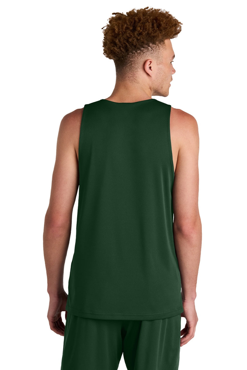 Sport-Tek ST551 Mens Moisture Wicking Competitor Rev Tank Top Forest Green/White Model Back