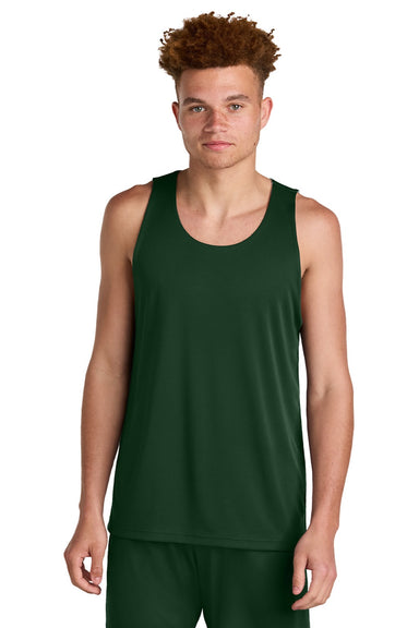 Sport-Tek ST551 Mens Moisture Wicking Competitor Rev Tank Top Forest Green/White Model Front