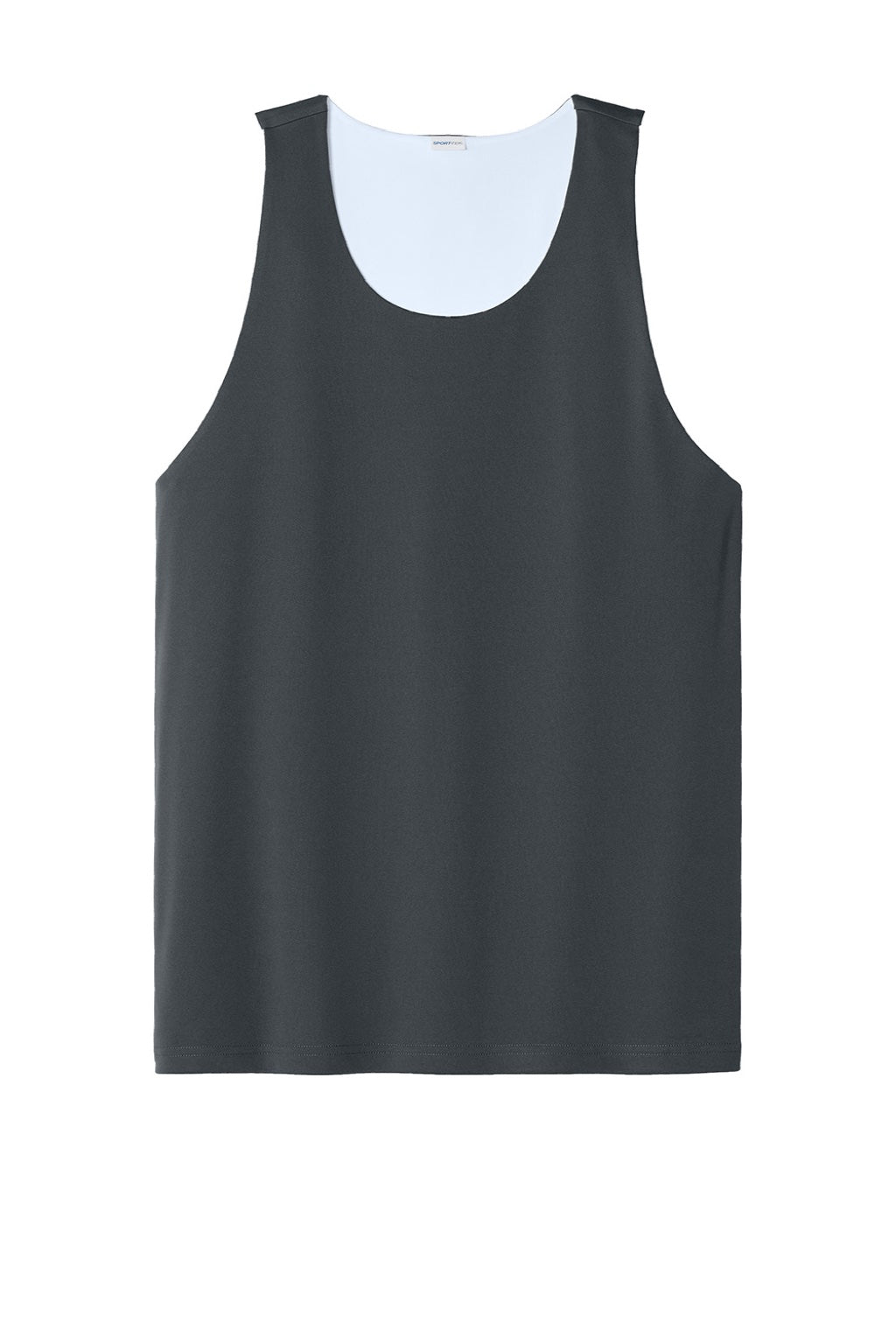 Sport-Tek ST551 Mens Moisture Wicking Competitor Rev Tank Top Iron Grey/White Flat Front