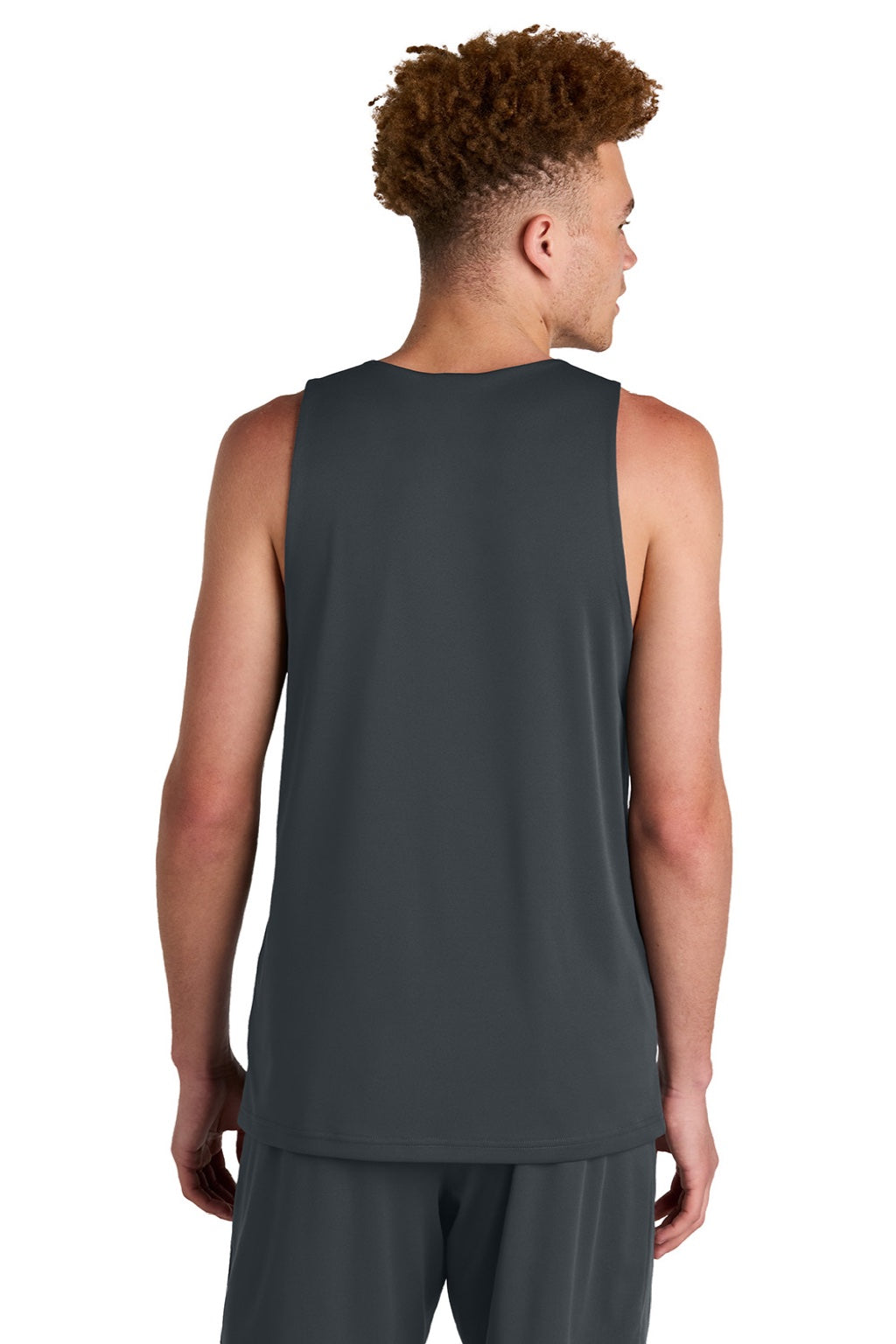 Sport-Tek ST551 Mens Moisture Wicking Competitor Rev Tank Top Iron Grey/White Model Back