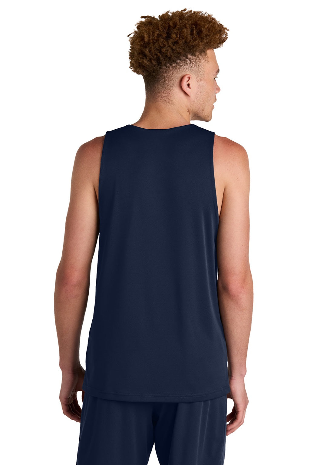 Sport-Tek ST551 Mens Moisture Wicking Competitor Rev Tank Top True Navy Blue/White Model Back