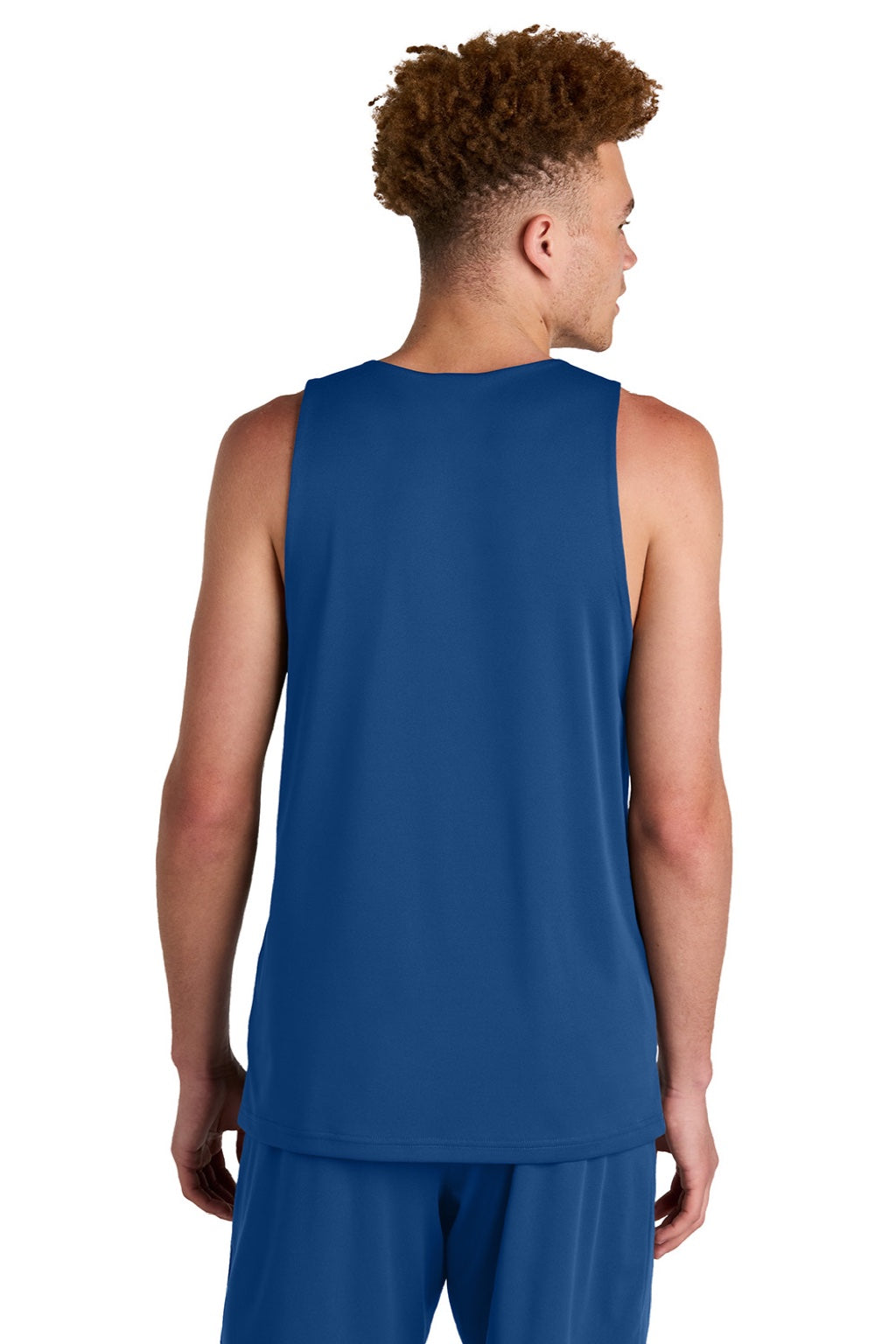 Sport-Tek ST551 Mens Moisture Wicking Competitor Rev Tank Top True Royal Blue/White Model Back