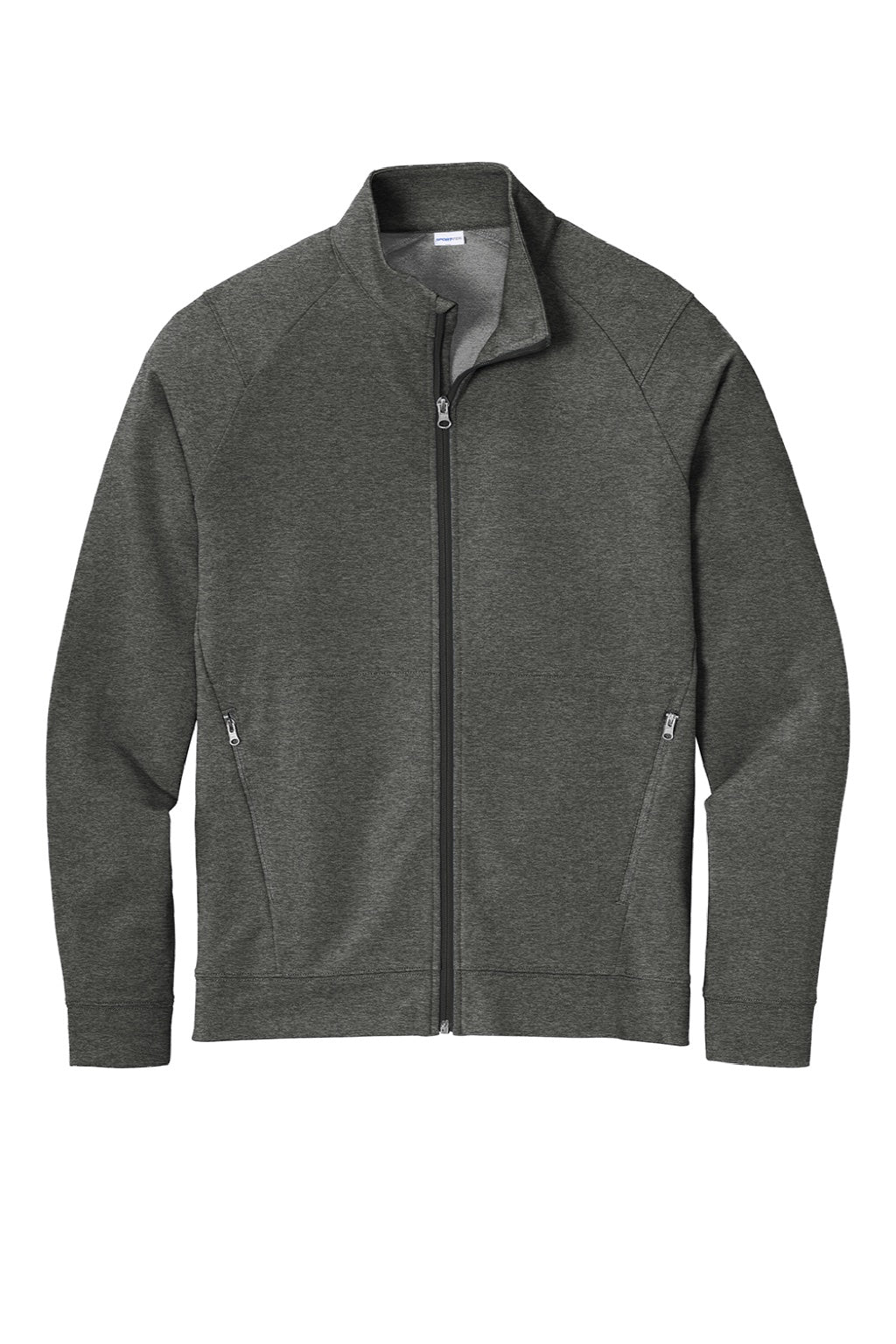 Sport-Tek ST560 Mens Flex Fleece Moisture Wicking Full Zip Sweatshirt w/ Pockets Heather Dark Grey Flat Front