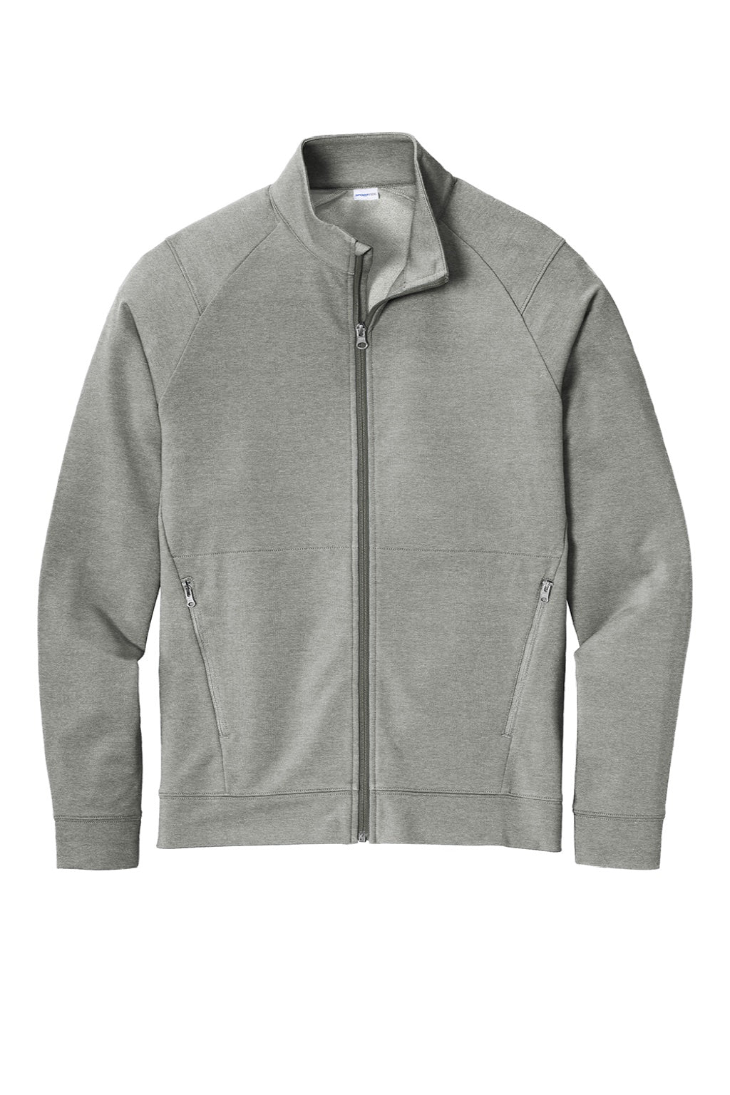 Sport-Tek ST560 Mens Flex Fleece Moisture Wicking Full Zip Sweatshirt w/ Pockets Heather Light Grey Flat Front