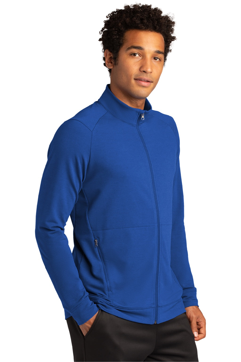 Sport-Tek ST560 Mens Flex Fleece Moisture Wicking Full Zip Sweatshirt w/ Pockets True Royal Blue Model 3q