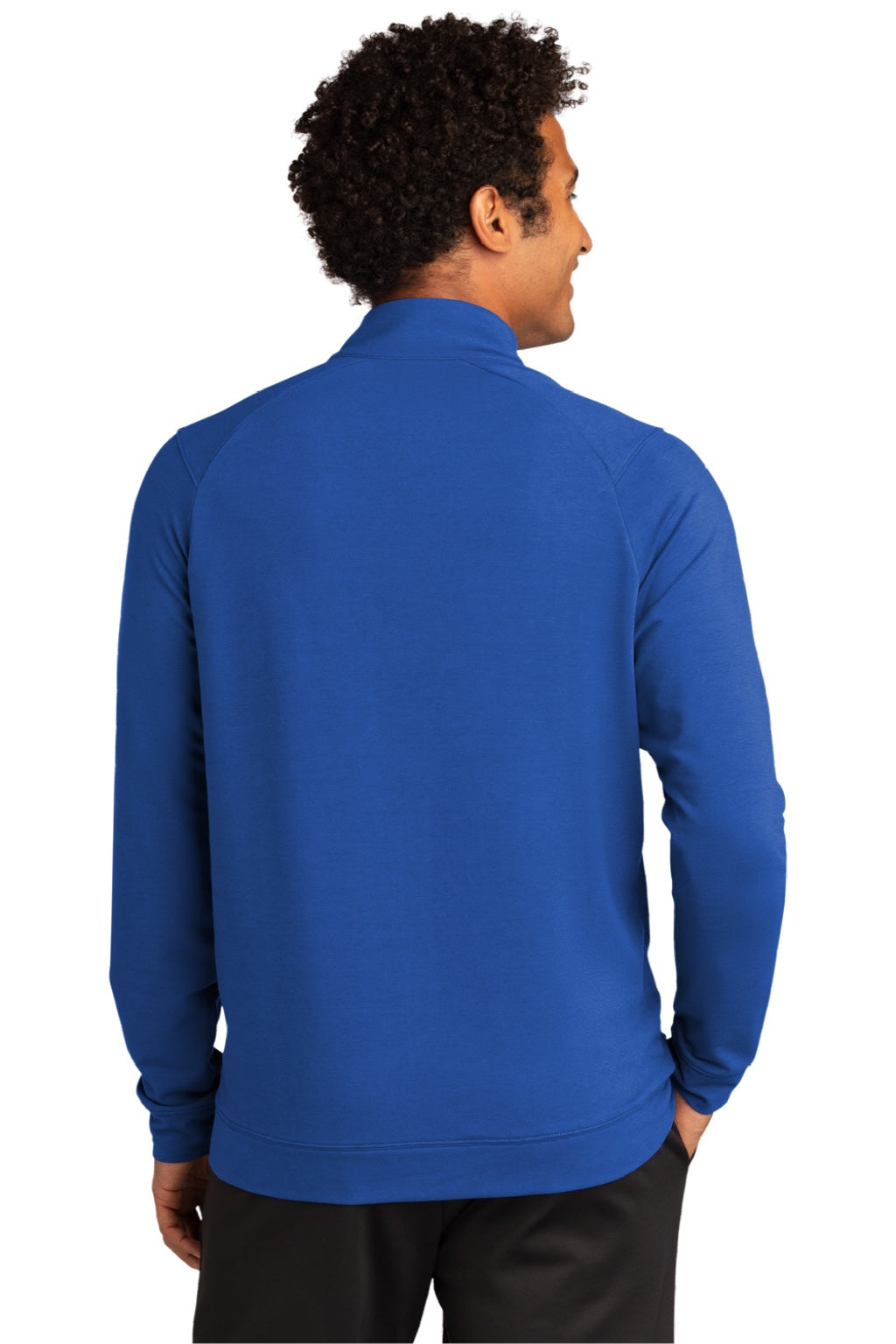 Sport-Tek ST560 Mens Flex Fleece Moisture Wicking Full Zip Sweatshirt w/ Pockets True Royal Blue Model Back