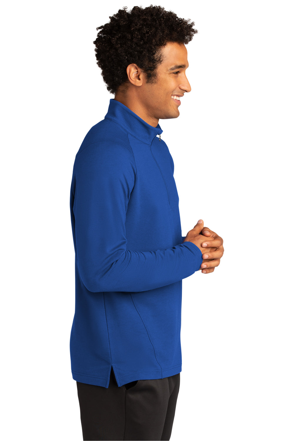Sport-Tek ST561 Mens Flex Fleece Moisture Wicking 1/4 Zip Sweatshirt True Royal Blue Model Side