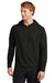 Sport-Tek ST562 Mens Flex Fleece Moisture Wicking Hooded Sweatshirt Hoodie w/ Pockets Black Model Front