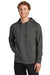 Sport-Tek ST562 Mens Flex Fleece Moisture Wicking Hooded Sweatshirt Hoodie w/ Pockets Heather Dark Grey Model Front
