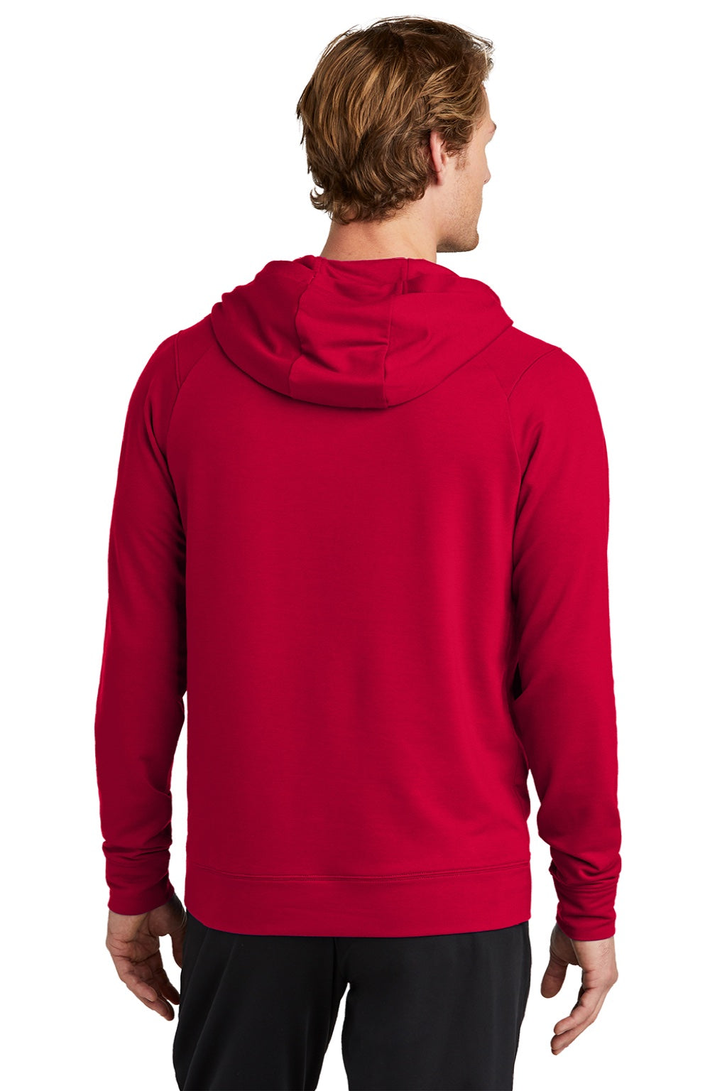 Sport-Tek ST562 Mens Flex Fleece Moisture Wicking Hooded Sweatshirt Hoodie w/ Pockets Deep Red Model Back