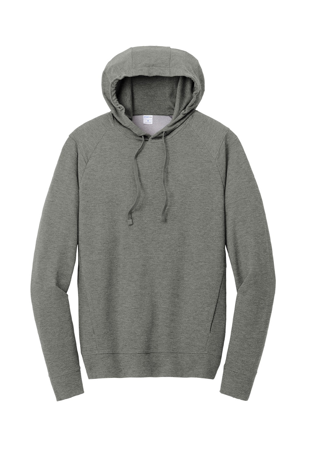 Sport-Tek ST562 Mens Flex Fleece Moisture Wicking Hooded Sweatshirt Hoodie w/ Pockets Heather Light Grey Flat Front