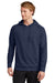 Sport-Tek ST562 Mens Flex Fleece Moisture Wicking Hooded Sweatshirt Hoodie w/ Pockets True Navy Blue Model Front