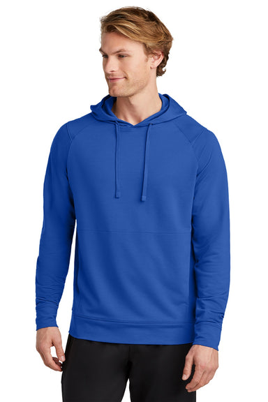 Sport-Tek ST562 Mens Flex Fleece Moisture Wicking Hooded Sweatshirt Hoodie w/ Pockets True Royal Blue Model Front