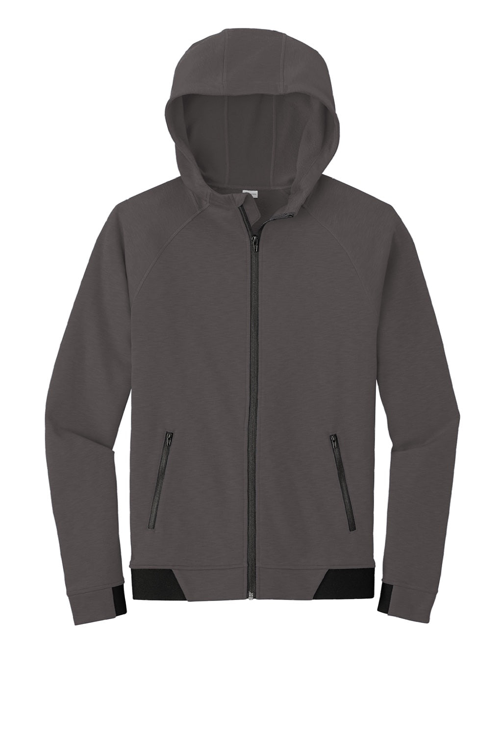 Sport-Tek ST570 Mens Strive PosiCharge Full Zip Hooded Sweatshirt Hoodie w/ Pockets Graphite Grey Flat Front