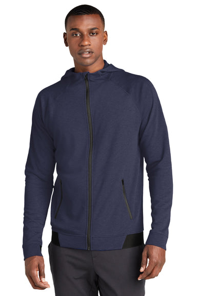 Sport-Tek ST570 Mens Strive PosiCharge Full Zip Hooded Sweatshirt Hoodie w/ Pockets True Navy Blue Model Front