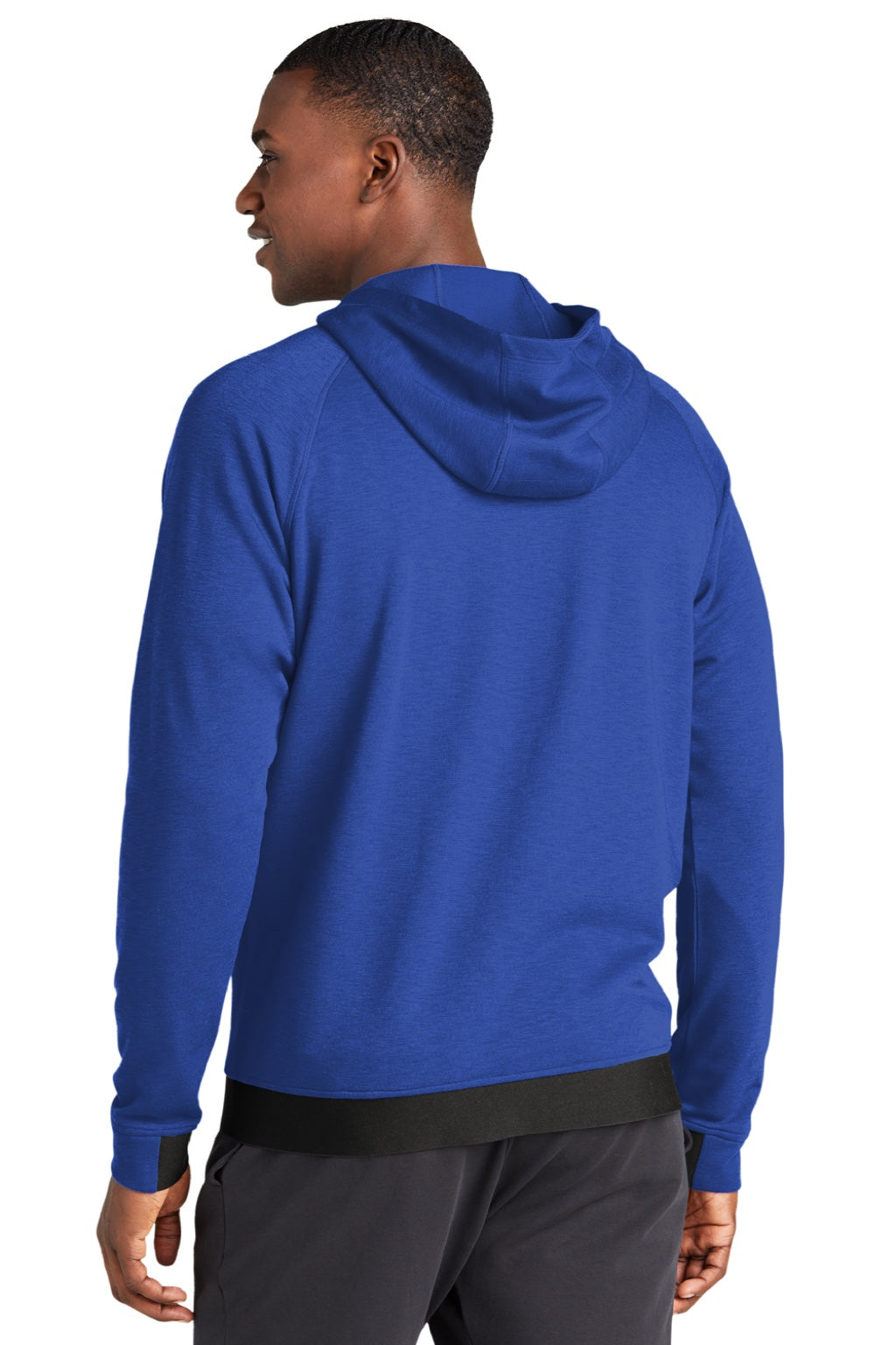 Sport-Tek ST570 Mens Strive PosiCharge Full Zip Hooded Sweatshirt Hoodie w/ Pockets True Royal Blue Model Back