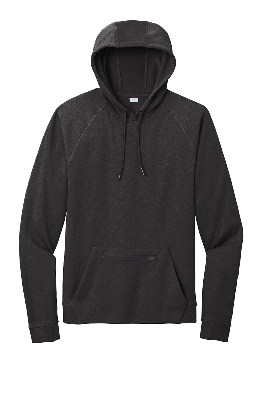 Sport-Tek ST571 Mens Strive PosiCharge Hooded Sweatshirt Hoodie w/ Pouch Pocket Black Flat Front