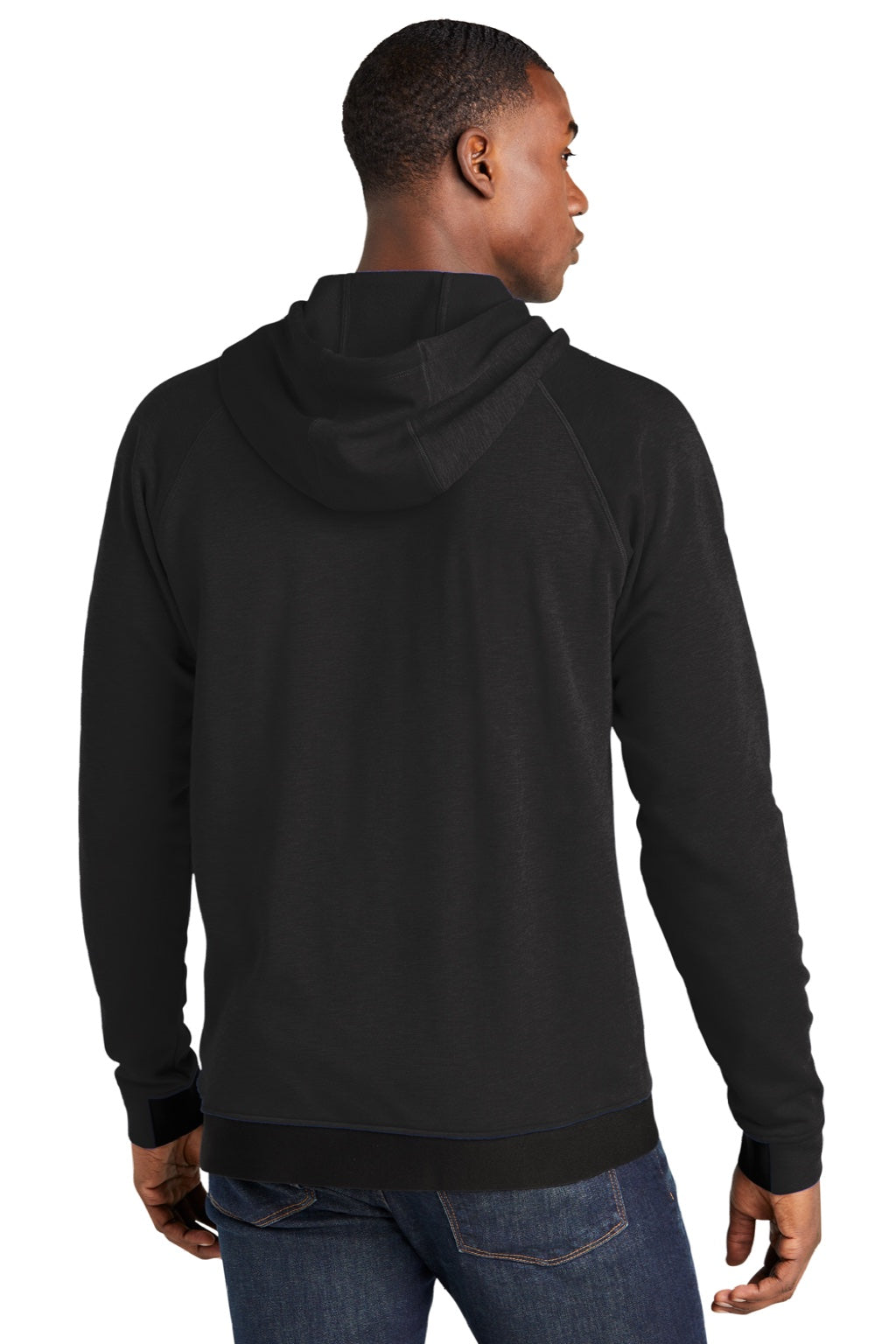 Sport-Tek ST571 Mens Strive PosiCharge Hooded Sweatshirt Hoodie w/ Pouch Pocket Black Model Back