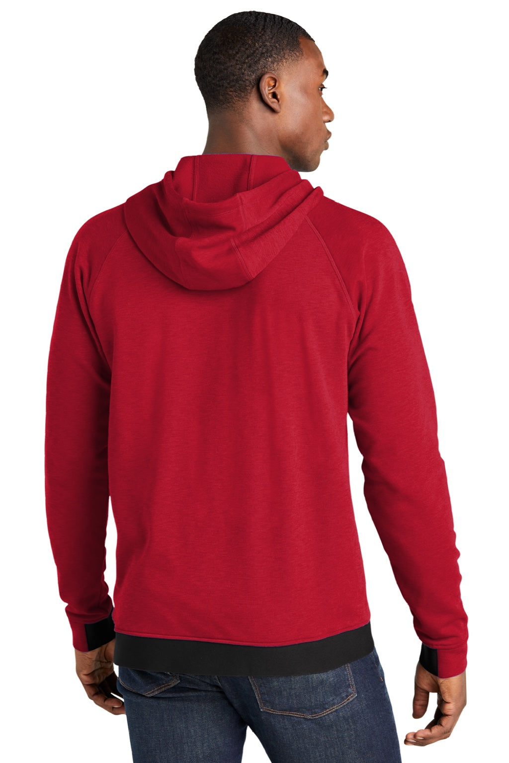 Sport-Tek ST571 Mens Strive PosiCharge Hooded Sweatshirt Hoodie w/ Pouch Pocket Deep Red Model Back