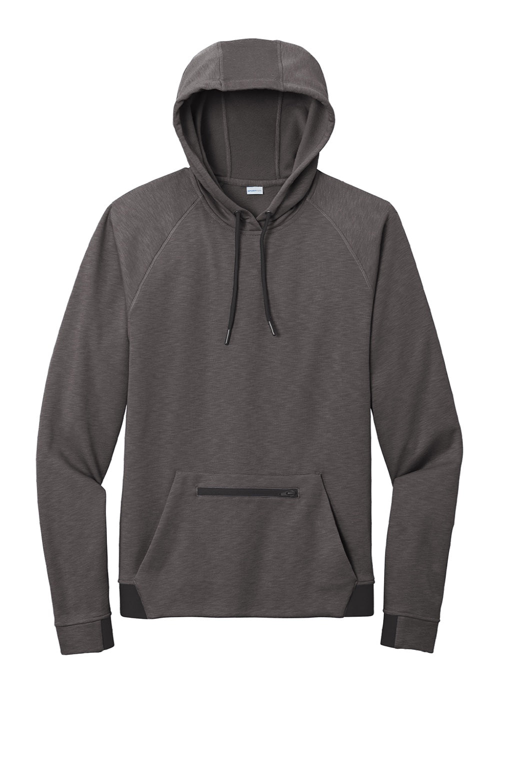 Sport-Tek ST571 Mens Strive PosiCharge Hooded Sweatshirt Hoodie w/ Pouch Pocket Graphite Grey Flat Front