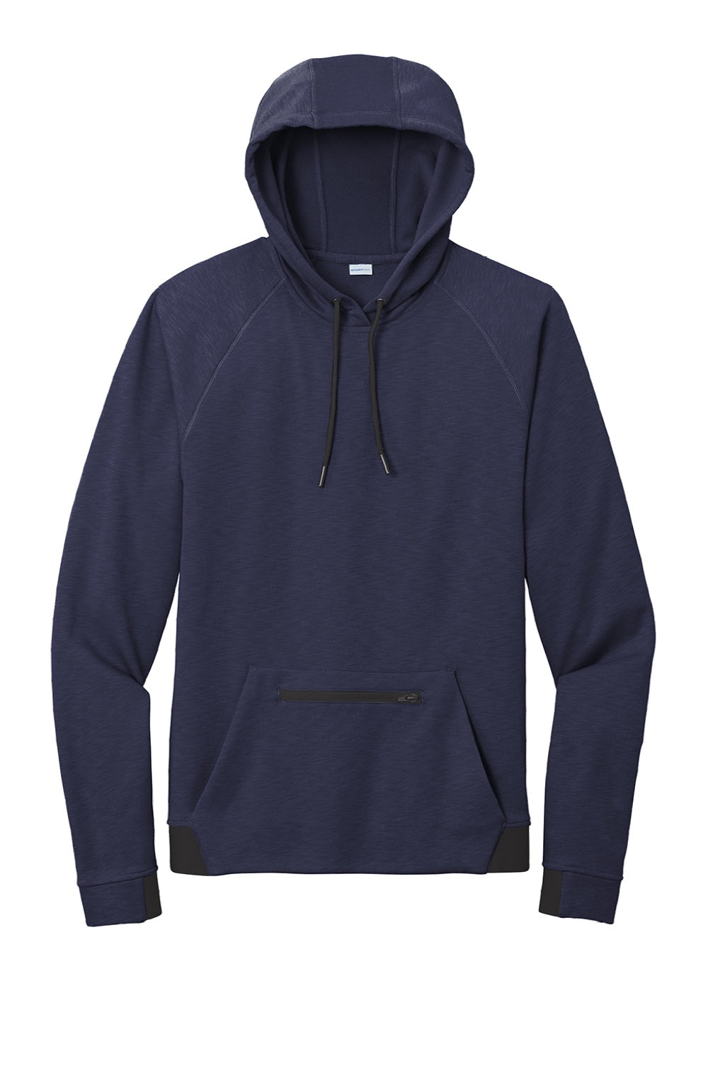 Sport-Tek ST571 Mens Strive PosiCharge Hooded Sweatshirt Hoodie w/ Pouch Pocket True Navy Blue Flat Front