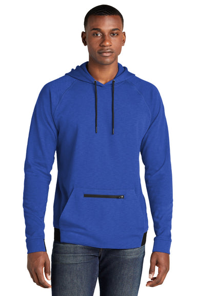 Sport-Tek ST571 Mens Strive PosiCharge Hooded Sweatshirt Hoodie w/ Pouch Pocket True Royal Blue Model Front
