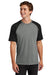 Sport-Tek ST6040 Mens Halftime Raglan Short Sleeve Crewneck T-Shirt Heather Vintage Grey/Black Model Front