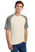Sport-Tek ST6040 Mens Halftime Raglan Short Sleeve Crewneck T-Shirt Ecru/Heather Vintage Grey Model Front