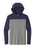 Sport-Tek ST6044 Mens Halftime Long Sleeve Hooded T-Shirt Hoodie Heather Vintage Grey/True Navy Blue Flat Front