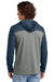 Sport-Tek ST6044 Mens Halftime Long Sleeve Hooded T-Shirt Hoodie Heather Vintage Grey/True Navy Blue Model Back
