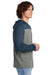 Sport-Tek ST6044 Mens Halftime Long Sleeve Hooded T-Shirt Hoodie Heather Vintage Grey/True Navy Blue Model Side