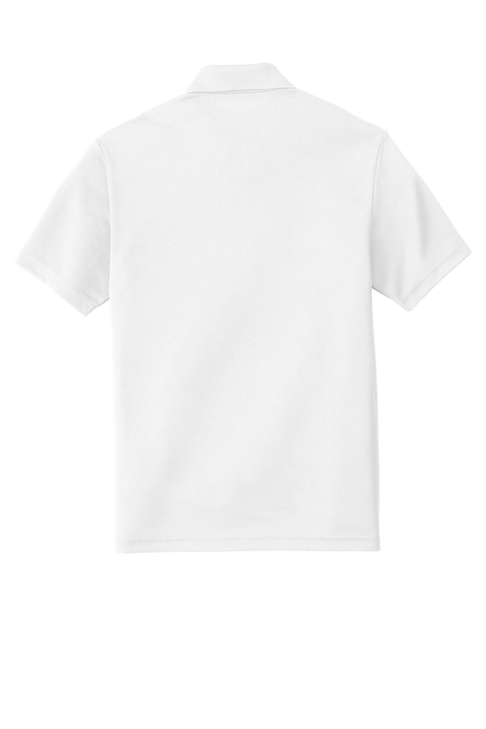 Sport-Tek ST640P Mens RacerMesh Moisture Wicking Short Sleeve Polo Shirt w/ Pocket White Flat Back