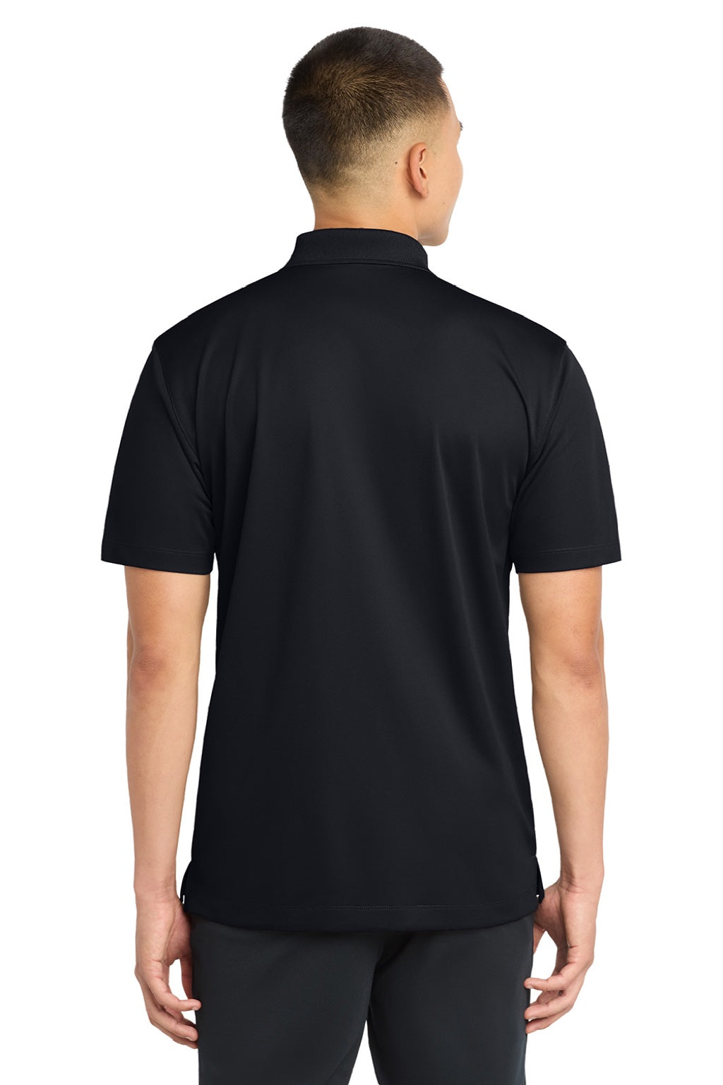 Sport-Tek ST650/TST650 Mens Sport-Wick Moisture Wicking Short Sleeve Polo Shirt Black Model Back