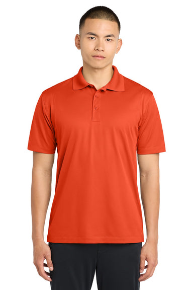 Sport-Tek ST650/TST650 Mens Sport-Wick Moisture Wicking Short Sleeve Polo Shirt Deep Orange Model Front