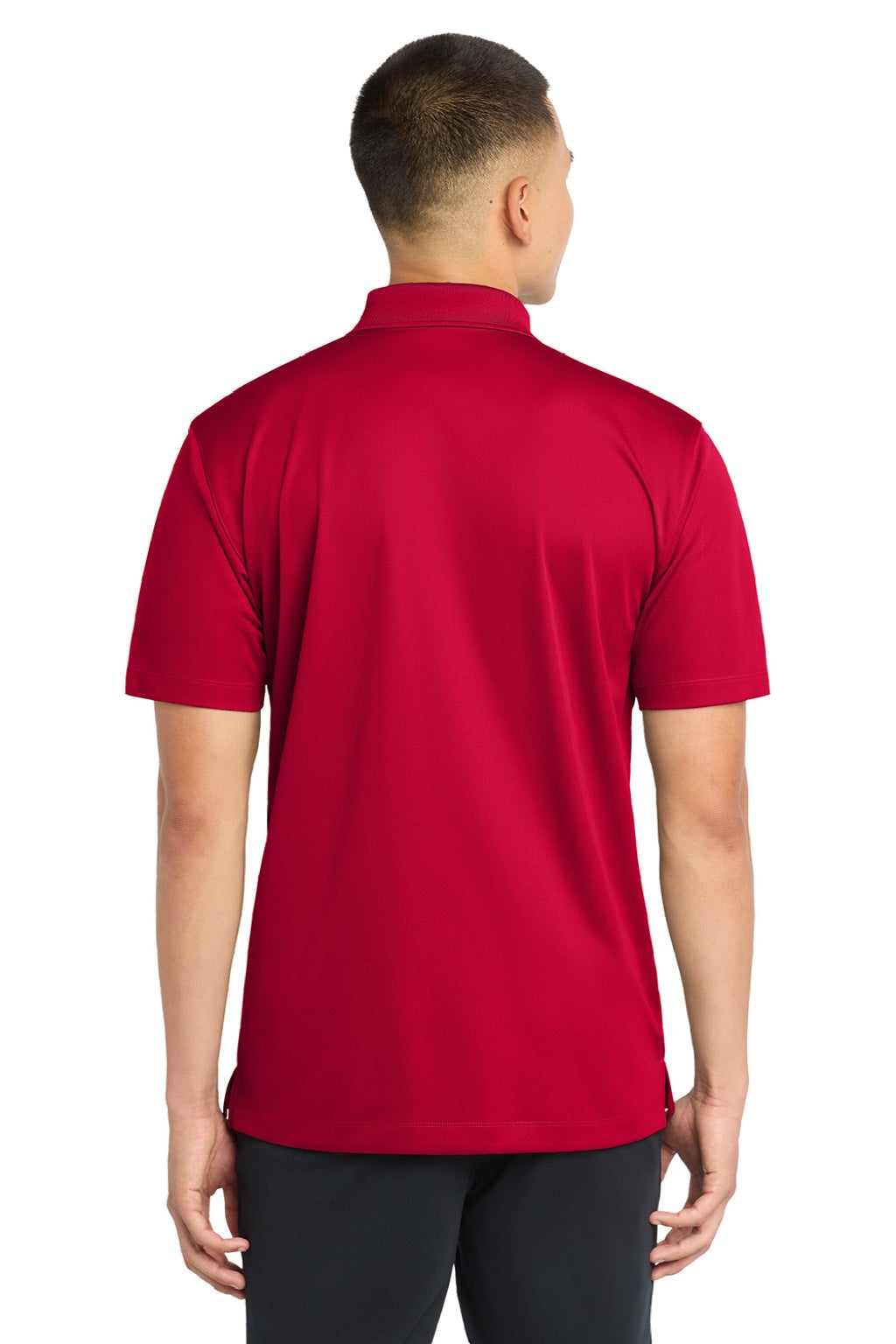 Sport-Tek ST650/TST650 Mens Sport-Wick Moisture Wicking Short Sleeve Polo Shirt Deep Red Model Back