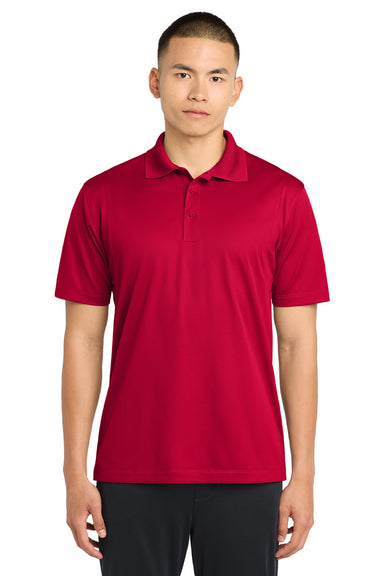 Sport-Tek ST650/TST650 Mens Sport-Wick Moisture Wicking Short Sleeve Polo Shirt Deep Red Model Front