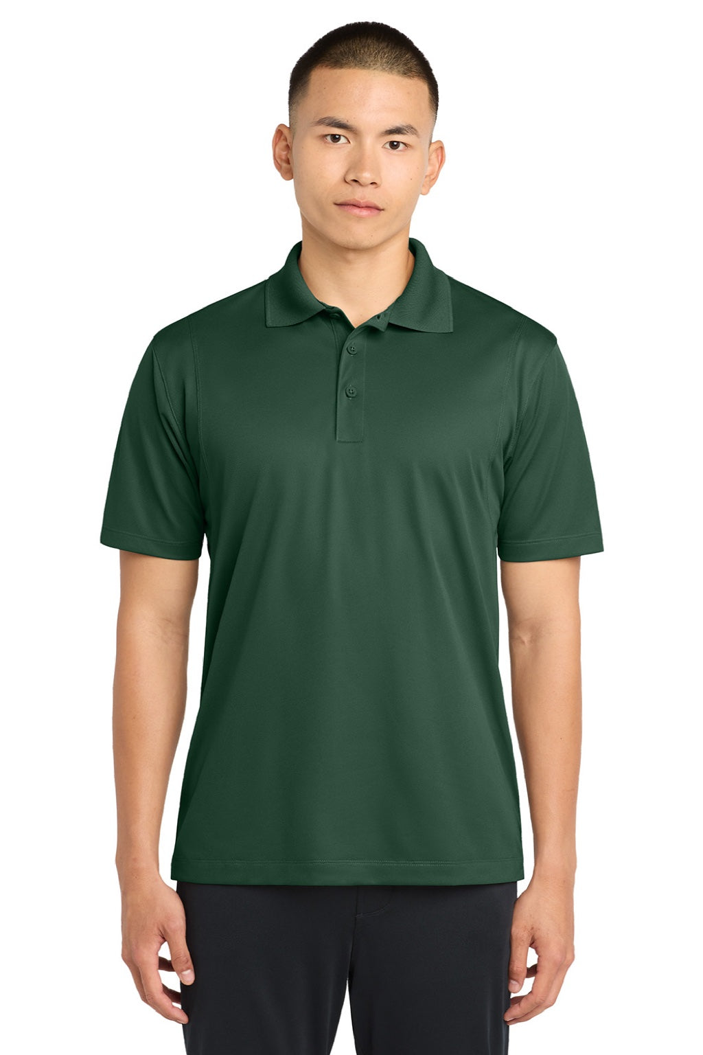 Sport-Tek ST650/TST650 Mens Sport-Wick Moisture Wicking Short Sleeve Polo Shirt Forest Green Model Front