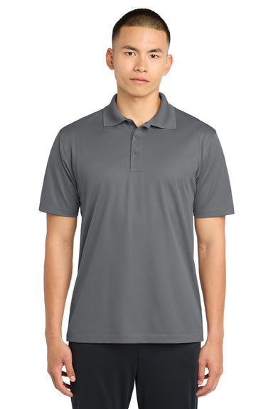 Sport-Tek ST650/TST650 Mens Sport-Wick Moisture Wicking Short Sleeve Polo Shirt Concrete Grey Model Front
