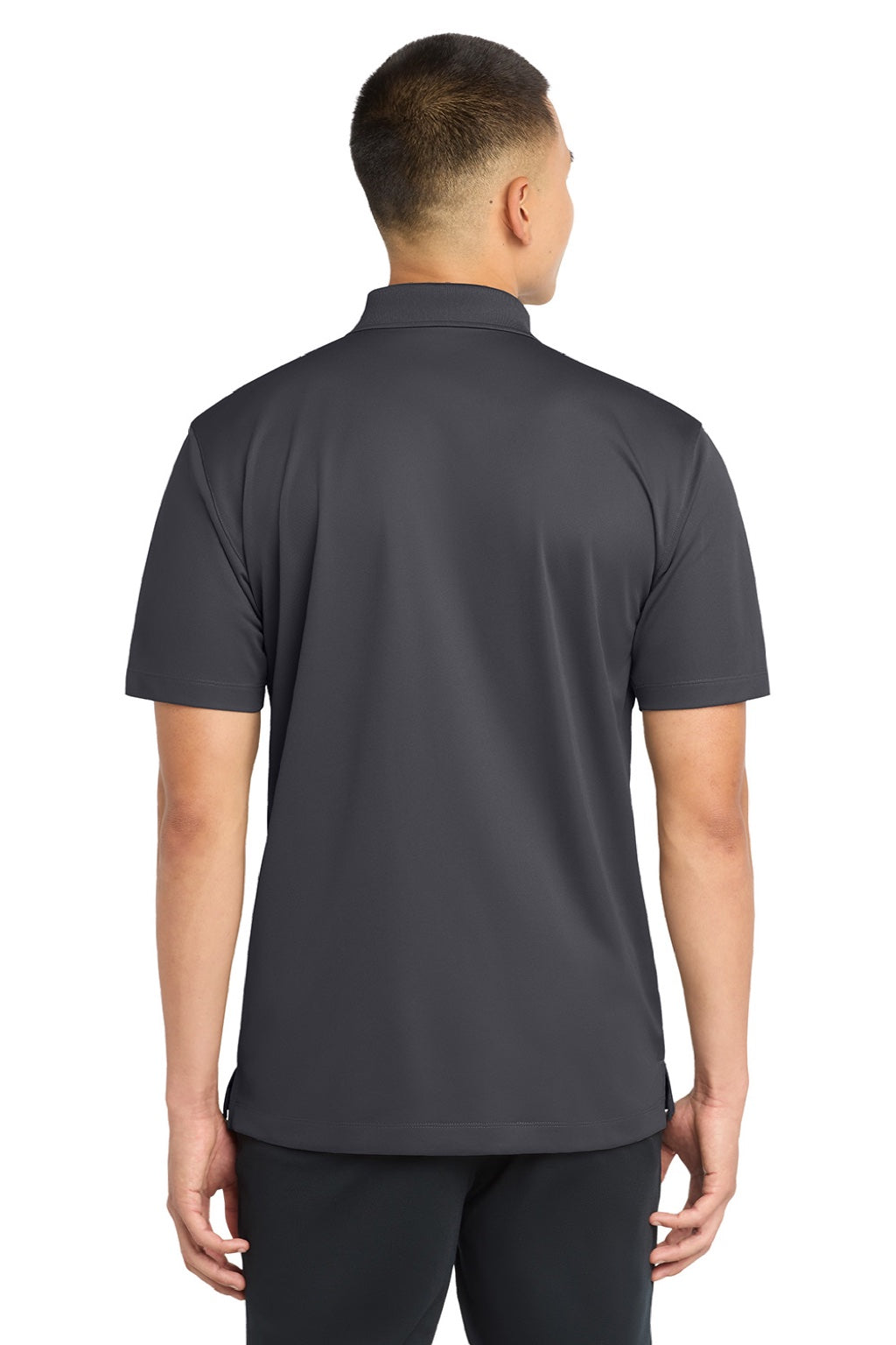 Sport-Tek ST650/TST650 Mens Sport-Wick Moisture Wicking Short Sleeve Polo Shirt Iron Grey Model Back