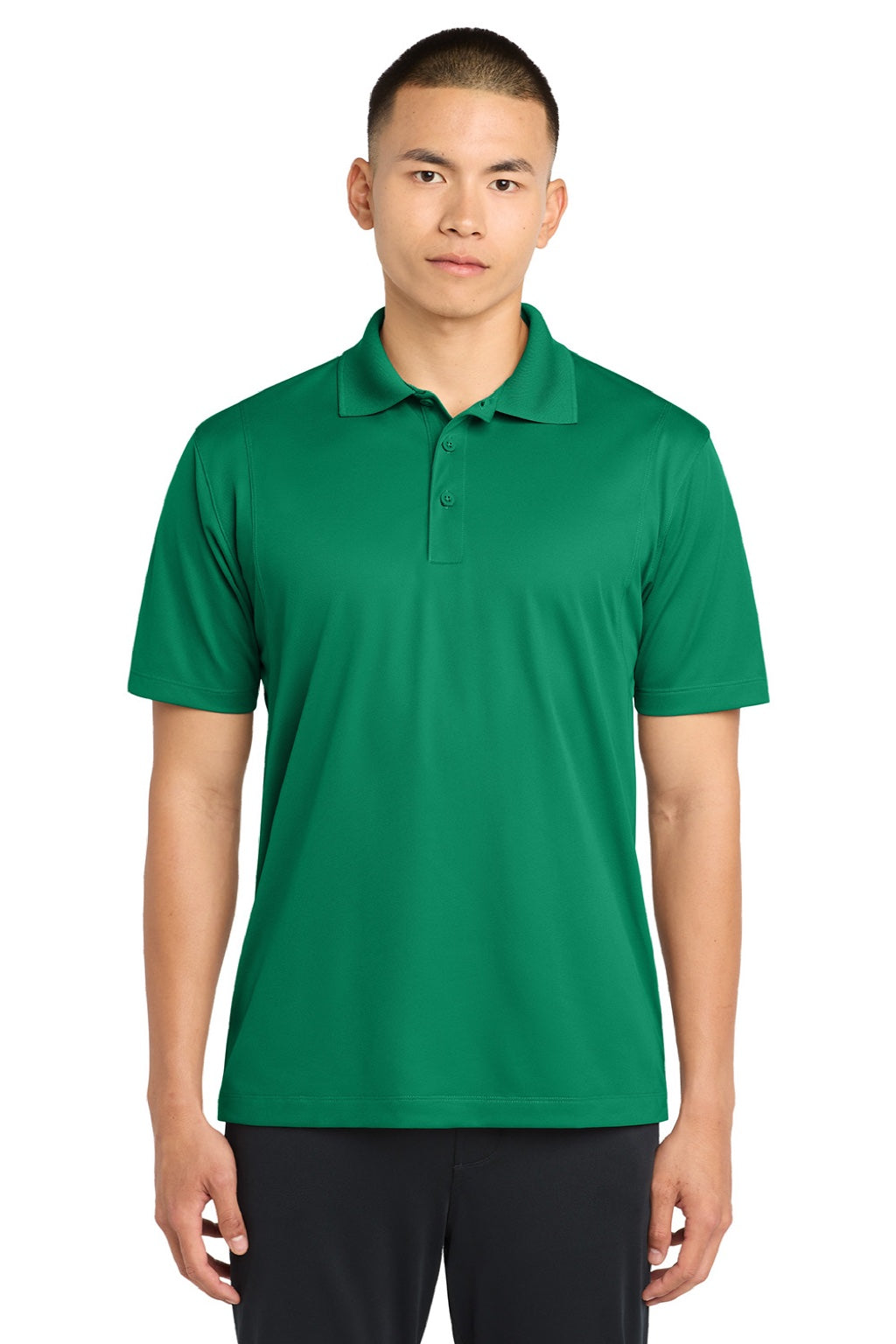 Sport-Tek ST650/TST650 Mens Sport-Wick Moisture Wicking Short Sleeve Polo Shirt Kelly Green Model Front