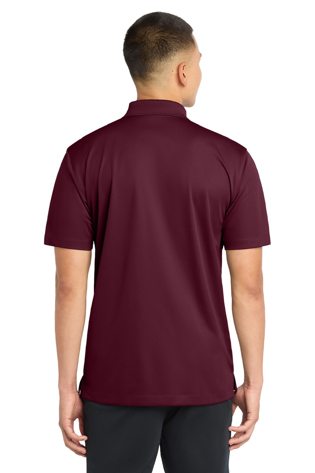 Sport-Tek ST650/TST650 Mens Sport-Wick Moisture Wicking Short Sleeve Polo Shirt Maroon Model Back