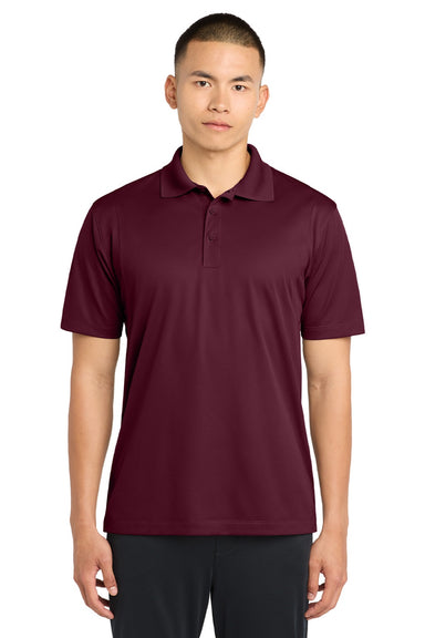 Sport-Tek ST650/TST650 Mens Sport-Wick Moisture Wicking Short Sleeve Polo Shirt Maroon Model Front