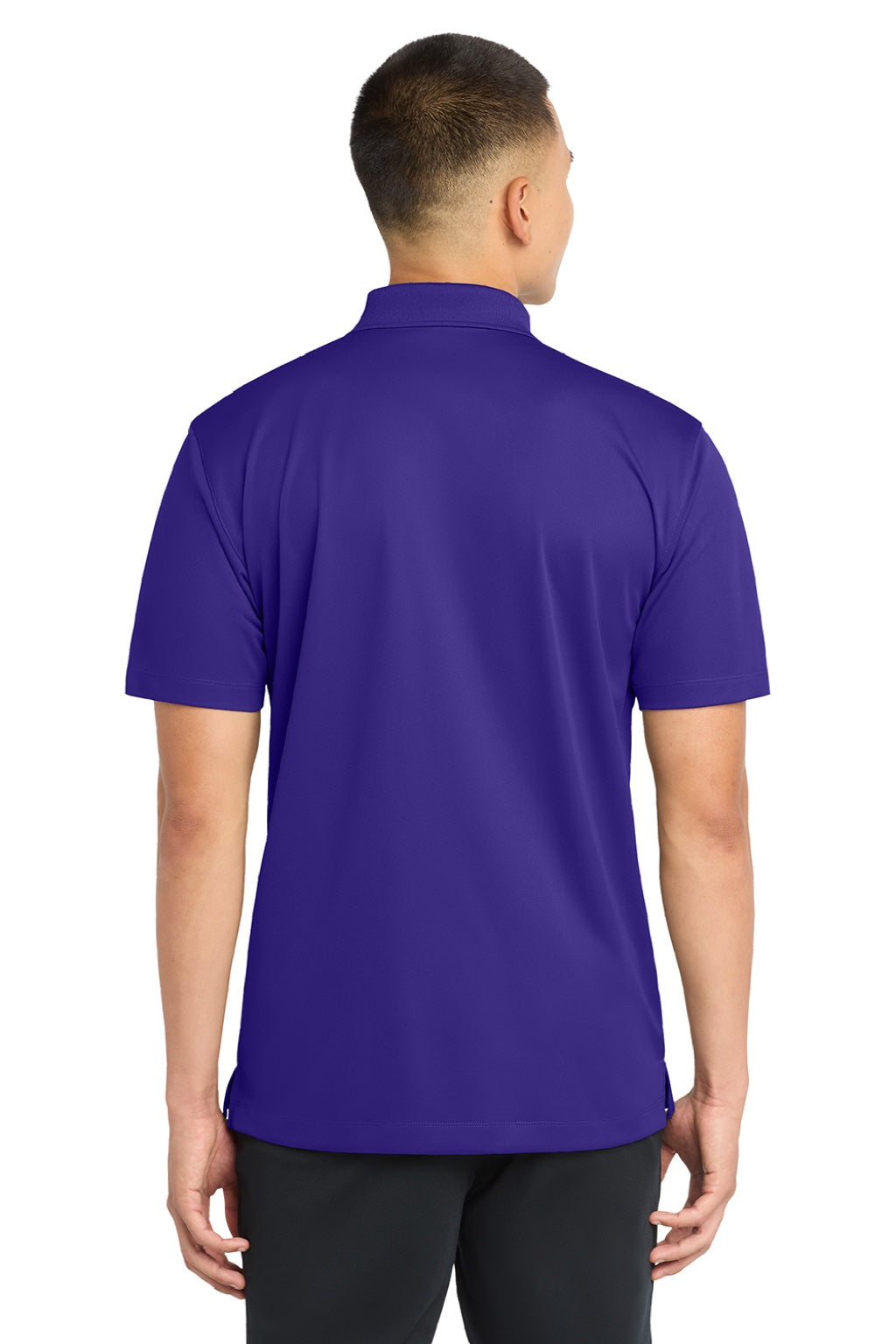 Sport-Tek ST650/TST650 Mens Sport-Wick Moisture Wicking Short Sleeve Polo Shirt Purple Model Back