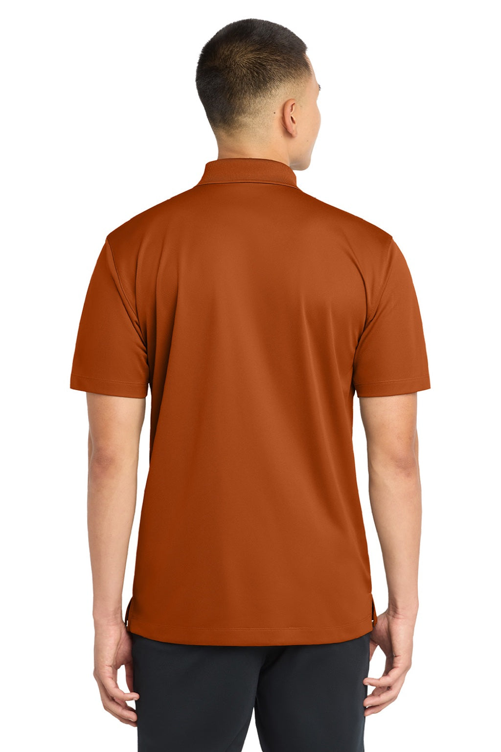 Sport-Tek ST650/TST650 Mens Sport-Wick Moisture Wicking Short Sleeve Polo Shirt Texas Orange Model Back