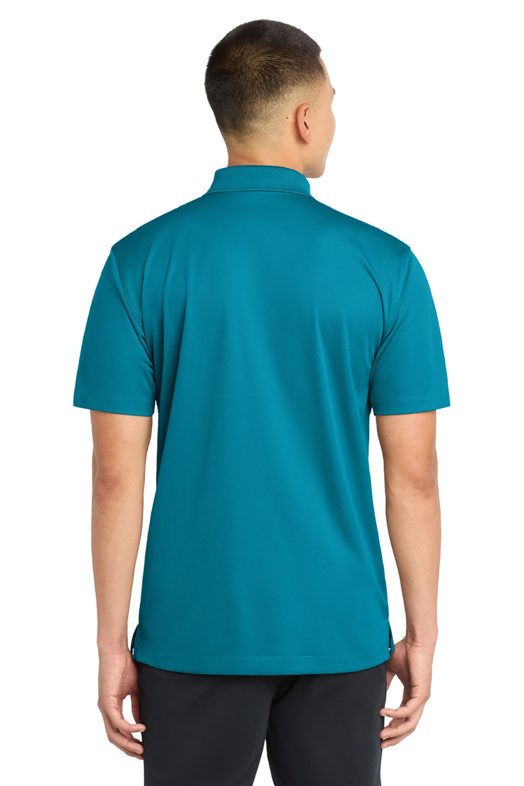 Sport-Tek ST650/TST650 Mens Sport-Wick Moisture Wicking Short Sleeve Polo Shirt Tropic Blue Model Back
